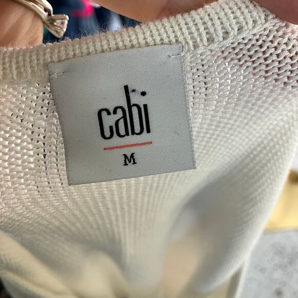 Cabi Ivory Knit Sleeveless Tank Sweater Tunic Open Stitch Cotton Viscose Luxury - Picture 13 of 14